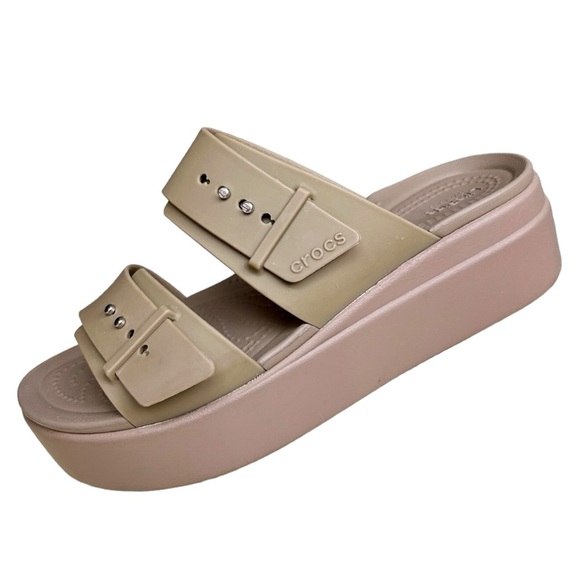 CROCS Shoes - Crocs Brooklyn Low Wedge Sandal Beige Size 7